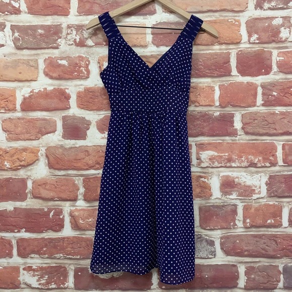 Gap Dress Women's Size 0 Blue White Polka Dot Sleeveless Casual Zip Up - Picture 6 of 8